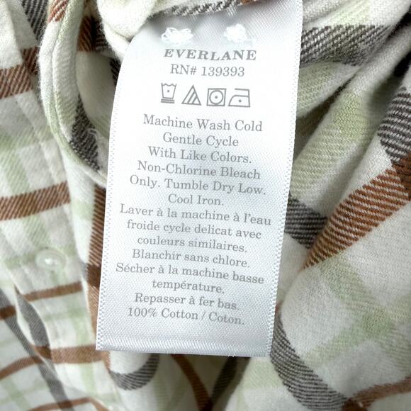Everlane Button Down Boxy Flannel Shirt in brown plaid Size M - Picture 7 of 9